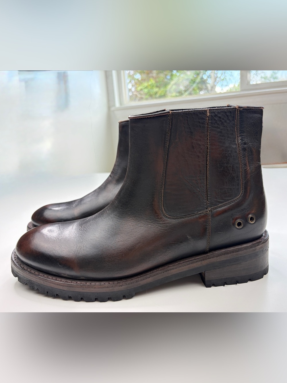 Freebird by Steven‎ Dean Brown Leather Chelsea Boots Size 13 Men's Lug Sole GUC